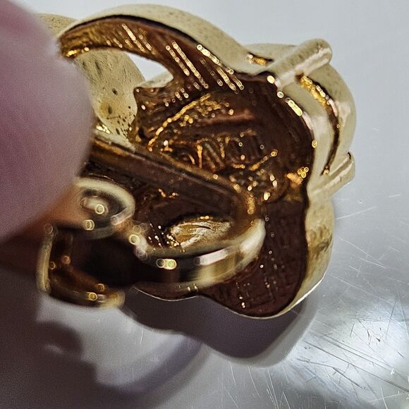 Vintage 2004 AVON Purple Rhinestone Clear Accents Clip On Gold Tone Earrings - Picture 4 of 9